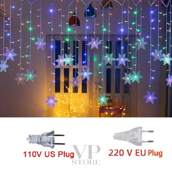 LED snowflake string lights for Christmas