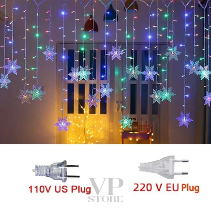 LED snowflake string lights for Christmas