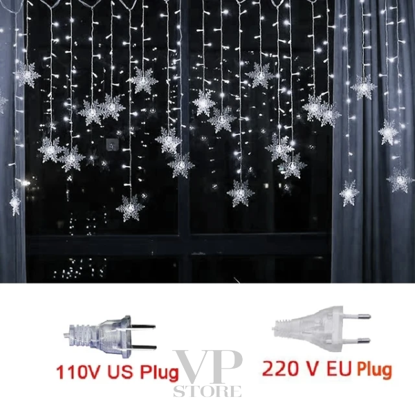 LED snowflake string lights for Christmas