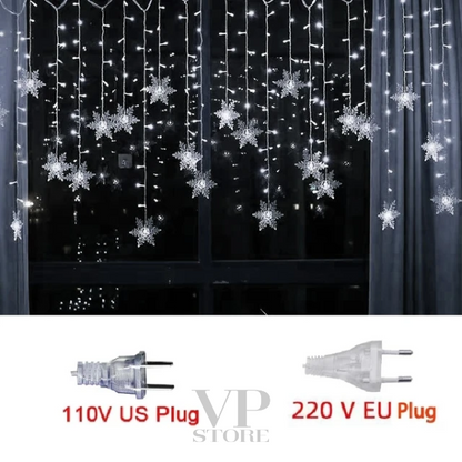 LED snowflake string lights for Christmas