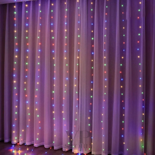 Christmas Lights Curtain Garland New Year Decor