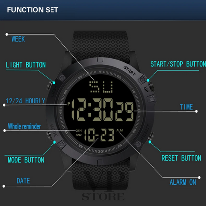 Multifunctional Men's Sports Digital Watch - Water Resistance Luminous