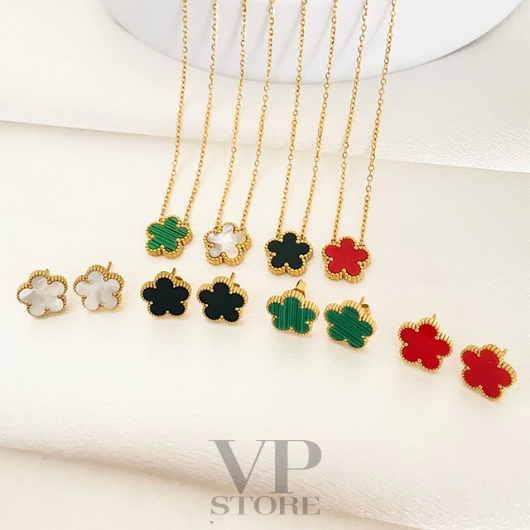 Lucky Clover Three-Piece Set - Bracelet, Earring and Necklace