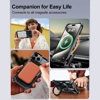 Z Shape Metal Phone Case for iPhone 15 with 360° Rotation Stand