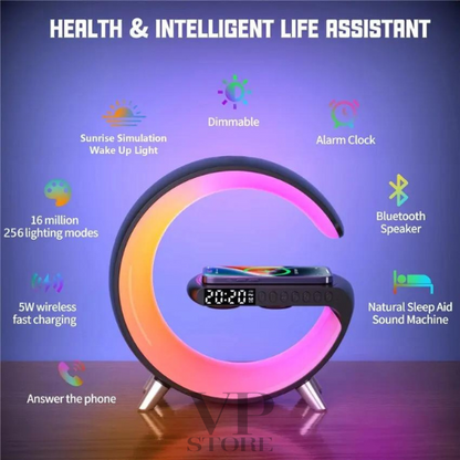 Multifunction Wireless Charger Pad Stand Speaker - Night Light - Charging Station for iPhone, Samsung, Xiaomi and Huawei