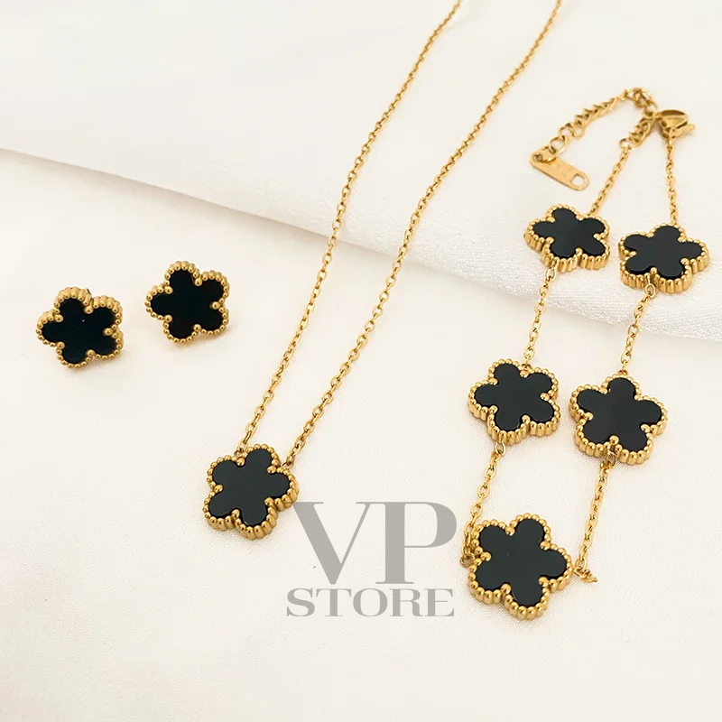 Lucky Clover Three-Piece Set - Bracelet, Earring and Necklace