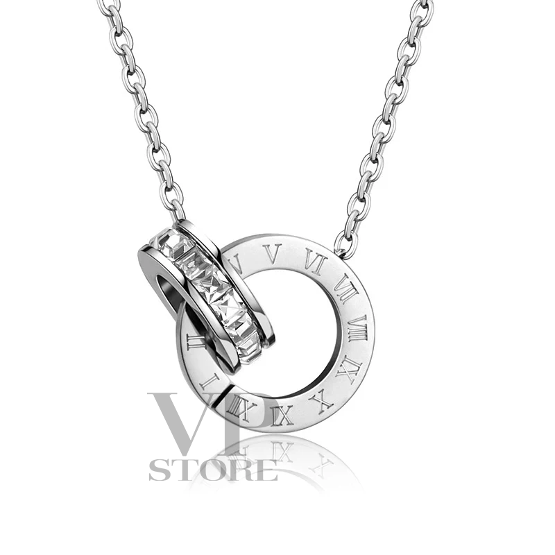 Classic Stainless Steel Necklace, Bracelet, and Earrings with Roman Numerals and Crystal